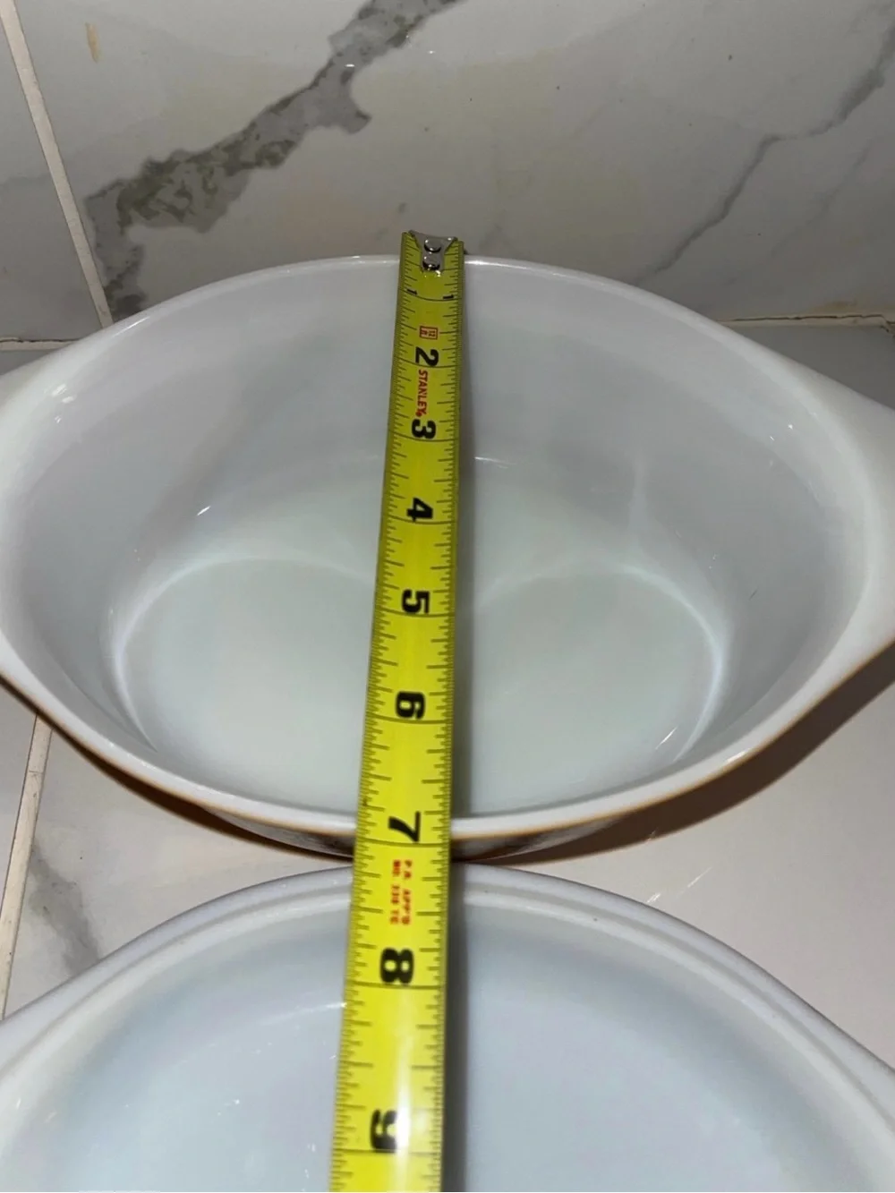 Pyrex Amber and Brown Covered Casserole with Fruit Motif